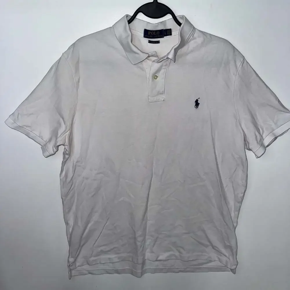 Polo Ralph Lauren Classic Fit Short Sleeve Pique Polo Shirt White Large